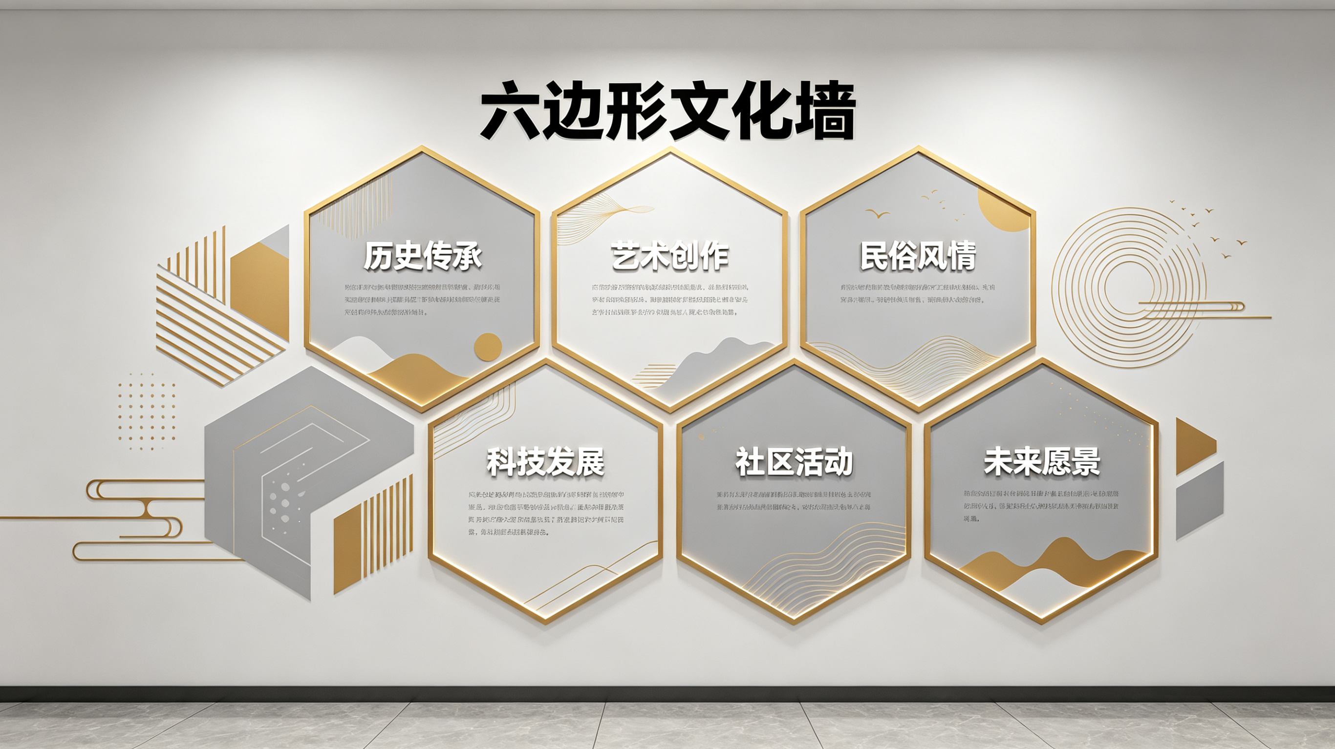 台州市企业文化墙 | 六边形信息美学
